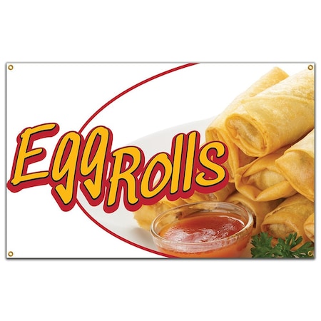 Signmission Egg Rolls Banner Concession Stand Food Truck Single Sided B-Egg Rolls19